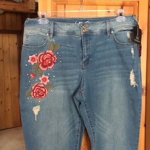 INC embroidery jeans